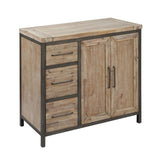 Cork County 2-Door 3-Drawer Acacia Wood Storage Cabinet Minimalist