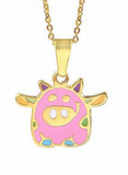 Flying Pink Piggy Jewelry Set Stainless Steel Necklace and Earrings for Girls