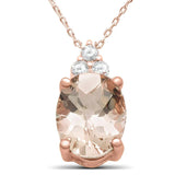 Rose Gold Morganite & Diamond Pendant Necklace 18" Long 1.59ct 10k