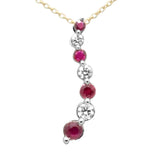 Genuine Diamond and Ruby Journey Necklace 18