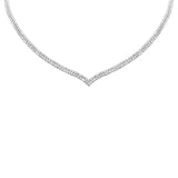10.00CT G SI 14K White Gold Round Diamond 2-Row V Shape Tennis Necklace 16