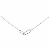 14K White Gold Diamond Paperclip Pendant Necklace 18" Long Chain .03ct G SI