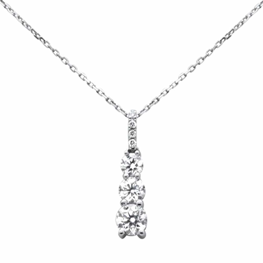 Diamond Graduated Necklace 18"14K Gold Chain, 1.13ct G SI Natural Diamonds 14K White Gold