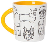 Dog Illustration White & Yellow Mug
