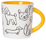 Dog Illustration White & Yellow Mug