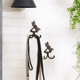 Dragonfly Cast Iron Double Wall Hook Set of 2