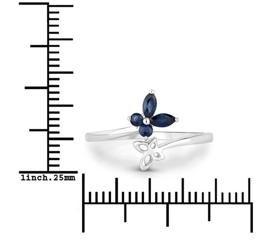 Genuine Gemstone Butterfly Ring in 925 Sterling Silver Elegant