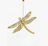 Butterfly or Dragonfly Glittering Gold Christmas Tree Ornament