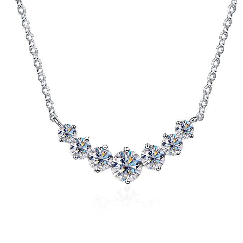 Graduated Moissanite Necklace 1.7ctw 925 Sterling Silver