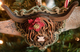 Highland Cow Layered Wood Handmade Oversized Ornament