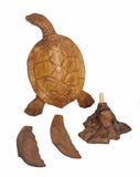 Huge Hand Carved Wooden Sea Turtle on Coral Base One of a Kind!
