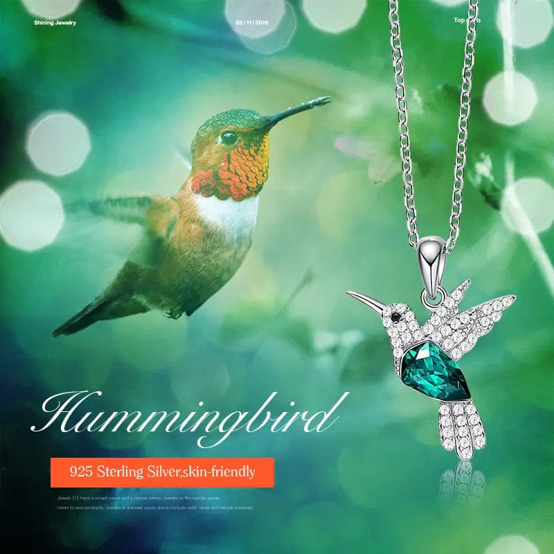 Hummingbird Jewelry Set 925 Silver Necklace, Earrings, Ring Gorgeous!