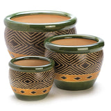 Jade & Sand Geometric Pattern Planter Pots Set of 3