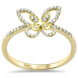 Diamond Butterfly Ring .17ct G SI 14K Yellow Gold Band Size 6.5