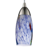 Milan 1-Lght Pendant W/Starburst Hand-blown Blue Glass