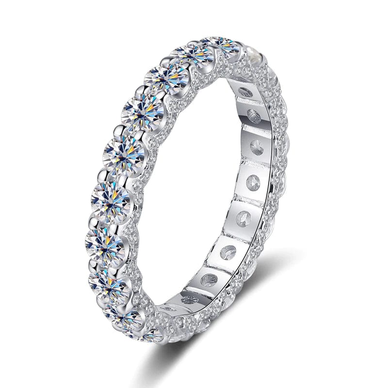 Moissanite Eternity Band Side Settings 2ct Ultra Sparkle Ring Sterling Silver