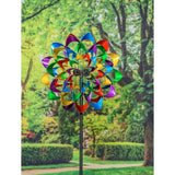 Solar Wind Spinner Large Multicolor Flower 84"H Kinetic Spinner
