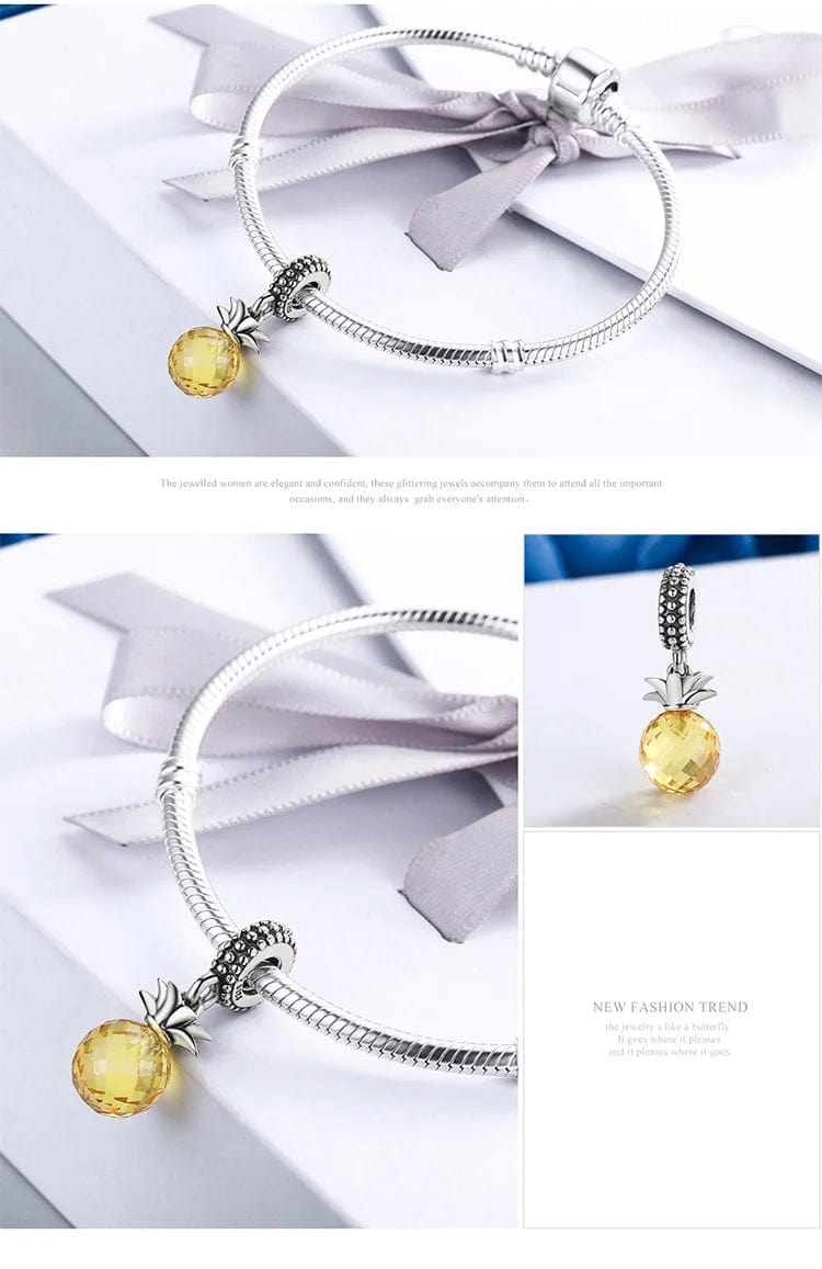 Pineapple Pandora style Charm 925 Sterling Silver