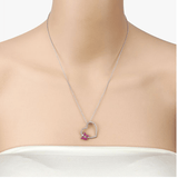 Gemstone and White Sapphire Butterfly on a Heart Necklace 925 Sterling Silver