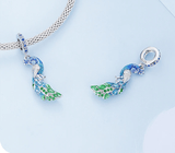 Peacock Colorful Charm Pendant Pandora Style Bracelet