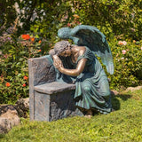 35" Tall Magnesium Napping Angel On Bench- Antique Bronze