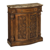 2-Door 1-Drawer Solid Wood & Marble Cabinet