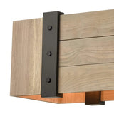 Wooden Crate 5-Lght Islandw/Slatted Wood Shade