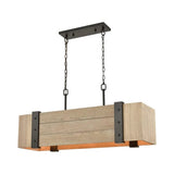 Wooden Crate 5-Lght Islandw/Slatted Wood Shade