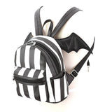 Bat Wing Striped Mini Backpack Adorable Goth Style