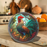 Rooster Tempered Glass Cutting & Serving Board Colorful Stained Glass Look