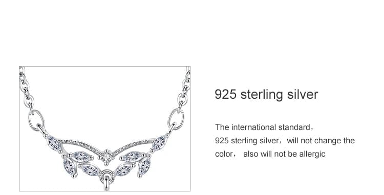 Ali express-Alimay Dainty Pink Centerstone 925 Sterling Silver Necklace Elegant