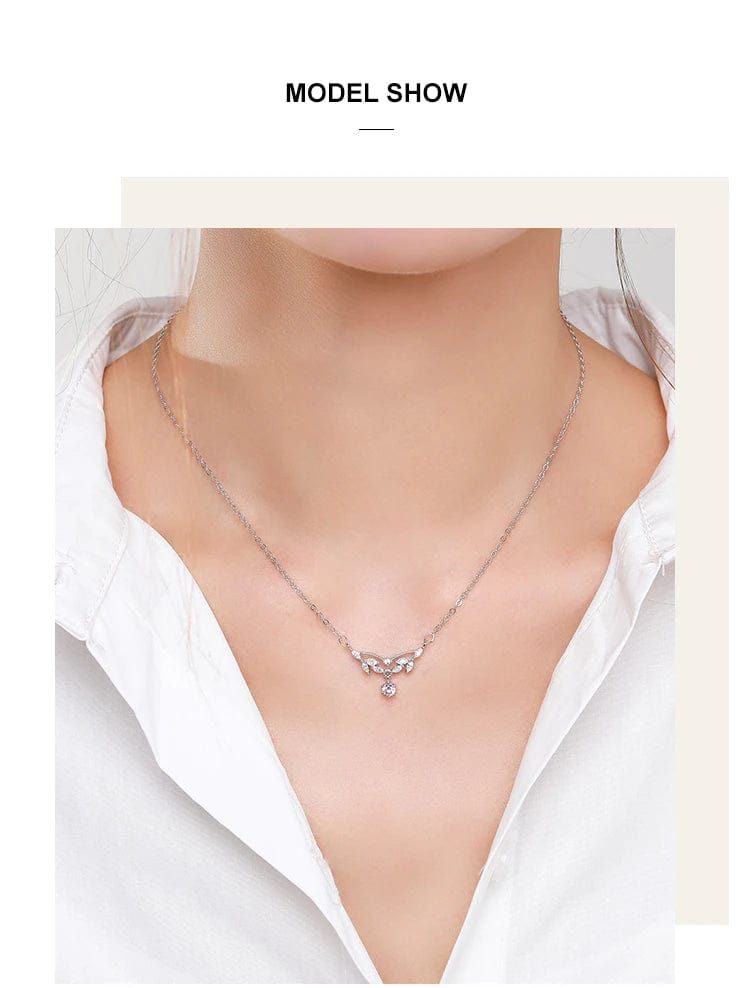 Ali express-Alimay Dainty Pink Centerstone 925 Sterling Silver Necklace Elegant