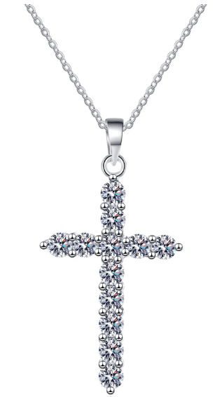 Ali Express Fine Jewelry Necklace Moissanite Cross Necklace 3.6ct