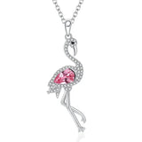 alibaba-cde Flamingo SIlver Necklace Pink Flamingo Fine 925 Sterling Silver Necklace