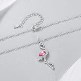 alibaba-cde Flamingo SIlver Necklace Pink Flamingo Fine 925 Sterling Silver Necklace