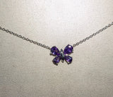 Dainty Purple Amethyst Butterfly Necklace Sterling Silver Chain