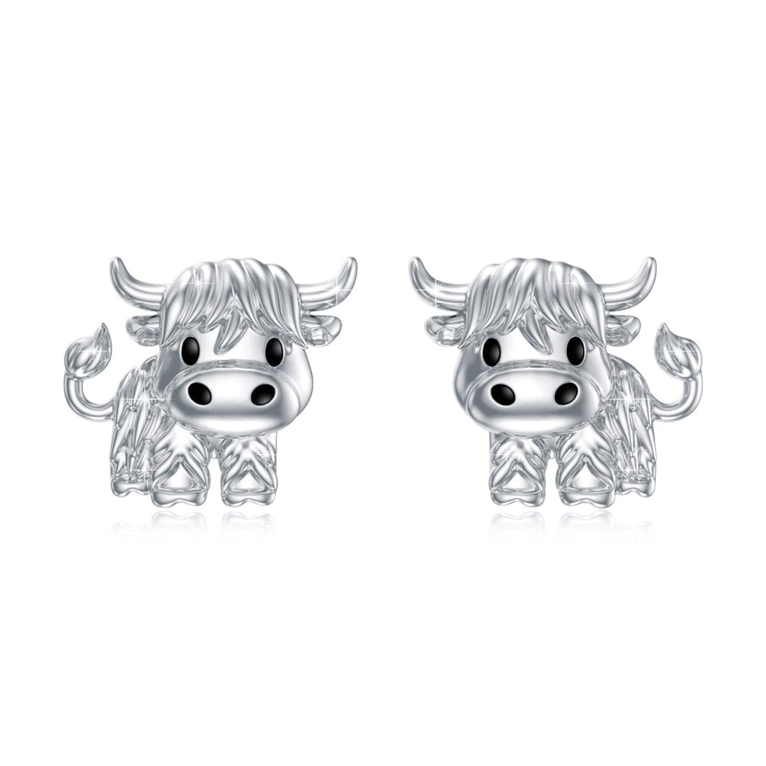 Alibaba Highland Cow Post Earrings Sterling Silver Super Cute!