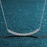 Alibaba Merry Shine Necklace sterling silver Moissanite Diamond Curved Bar Necklace .9ctw Sterling SIlver