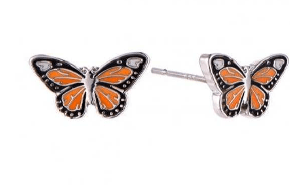 Alibaba Monarch Butterfly Stud Earrings Sterling SIlver