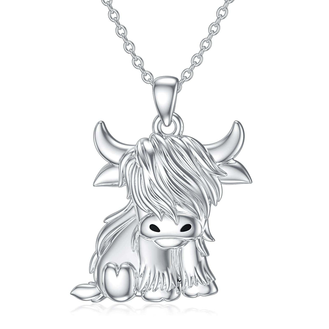 ALibaba Silver Scottish Highland Cow Pendant Fine Sterling Silver Gold Plated