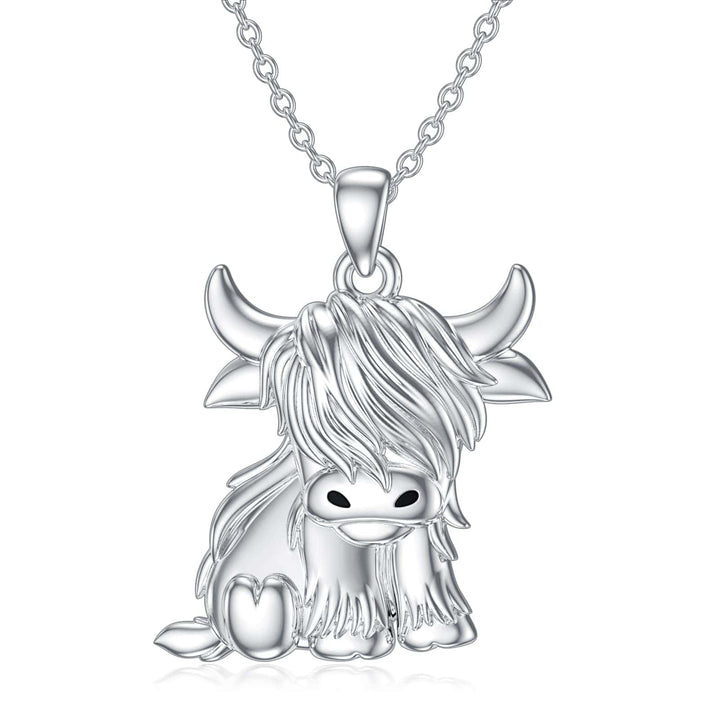 ALibaba Silver Scottish Highland Cow Pendant Fine Sterling Silver Gold Plated