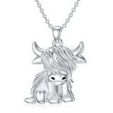 Scottish Highland Cow Pendant Fine Sterling Silver Gold Plated