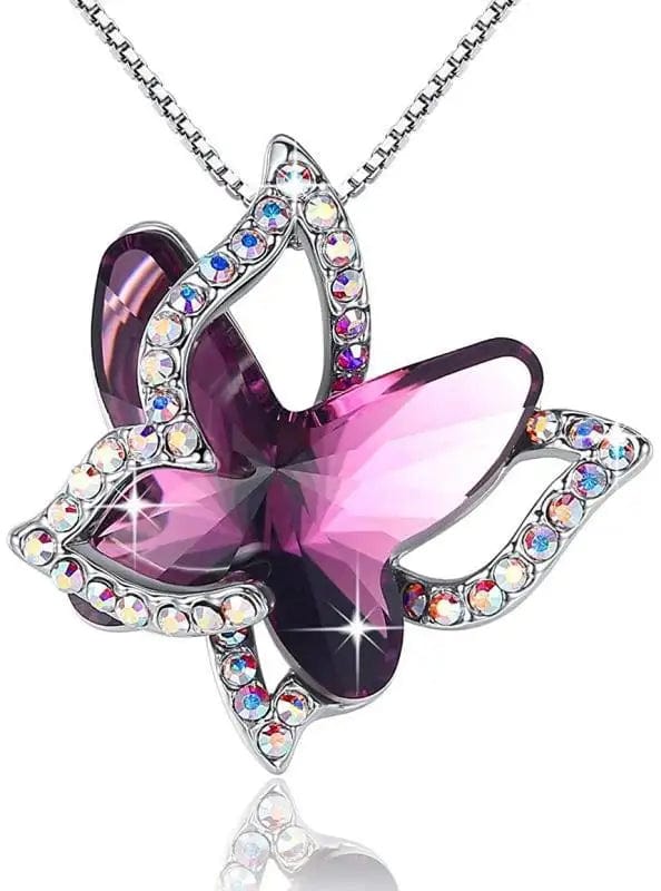 Aliexpress Butterfly Necklace purple crystal butterfly Butterfly Crystal Necklace in 3 different color's