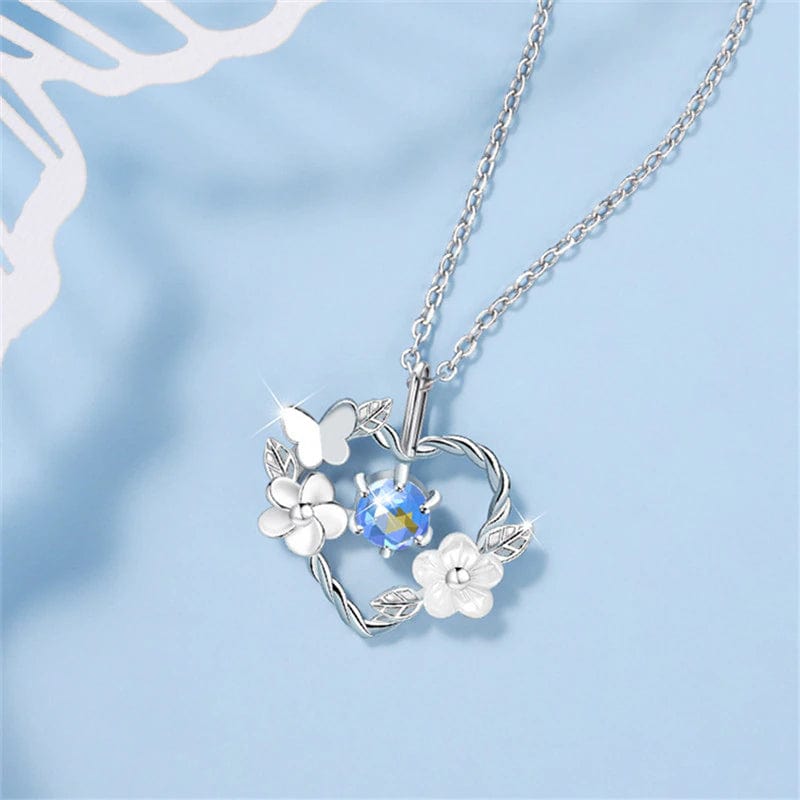 AliExpress Butterfly on a Twisted Silver Heart with Flowers 925 Sterling Silver