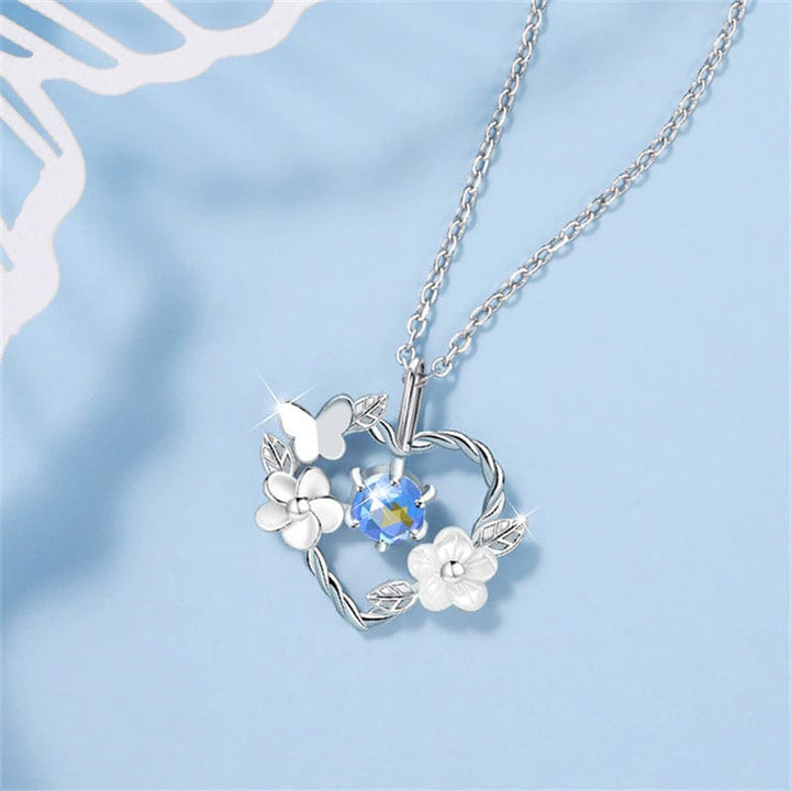AliExpress Butterfly on a Twisted Silver Heart with Flowers 925 Sterling Silver
