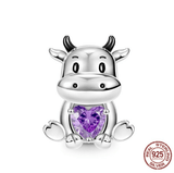 aliexpress Charms Cow Purple Heart Cow & Llama & Horse Charms for Pandora Style Bracelets Sterling Silver Farm Animal Charms