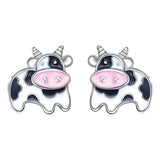 Cow Earrings Black and White Push Back Adorable!