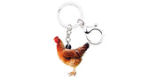 Red Hen Chicken Acrylic Keychain and Earrings Realistic Fun!