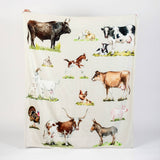 'Watercolor Farm Animals' Plush Throw Blanket Top Quality