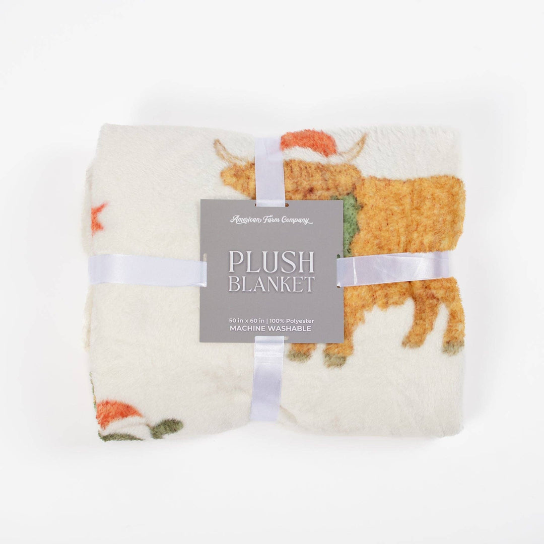 American Farm Company Christmas Barns & Animals Plush Blanket by American Farm Co.